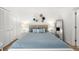 Bedroom with white shuttered closet and blue bedding at 4545 Park Lake Dr, Kiawah Island, SC 29455