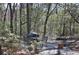 Peaceful backyard with fire pit surrounded by trees at 6321 Bears Bluff Rd, Wadmalaw Island, SC 29487