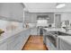 Modern kitchen with farmhouse sink and gray cabinets at 156 Balfour Dr, Charleston, SC 29492