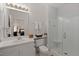 Clean bathroom with a walk-in shower and white subway tile at 1632 Telfair Way, Charleston, SC 29412