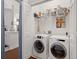 Well-equipped laundry room with washer, dryer, and shelving at 1632 Telfair Way, Charleston, SC 29412