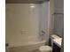Clean bathroom with white tile, a shower/tub combo, and a vanity at 186 Bridgecreek Dr, Goose Creek, SC 29445