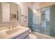 Modern bathroom with a walk-in shower, white toilet, and quartz countertop at 2725 Battery Pringle Dr, Johns Island, SC 29455