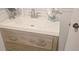 Bathroom with updated vanity, modern fixtures, and natural wood drawers at 619 Magnolia Walk Villas, Edisto Island, SC 29438