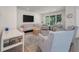 A cozy living room featuring bright, neutral decor and large windows with views of greenery at 1365 Dunlin Court, Share C, Kiawah Island, SC 29455