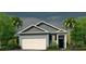 Charming single-Gathering home featuring a two-car garage and covered entry, surrounded by lush landscaping and mature palm trees at 271 Watersglen Dr, Summerville, SC 29486