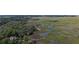 Breathtaking aerial view showcasing the marsh, wooded areas, and private docks of the unique property at 8869 Marsh Aire Ln, Edisto Island, SC 29438