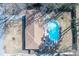 Aerial view of brick home backyard with pool showing proximity to surrounding neighborhood properties at 106 Rachel St, Goose Creek, SC 29445