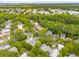 An aerial view of homes nestled among lush trees near a lake in a beautiful neighborhood at 121 Jakes Ln, Mount Pleasant, SC 29464