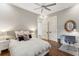 Comfortable bedroom with ceiling fan, desk and hardwood floors at 121 Jakes Ln, Mount Pleasant, SC 29464