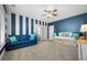 Comfortable bedroom with neutral carpeting and painted accent wall at 121 Warbler Way, Summerville, SC 29483