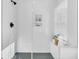 Shower with black hardware, white subway tile, and built-in niche at 1308 Lieben Rd, Mount Pleasant, SC 29466