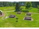 Aerial view of the community picnic area with picnic tables, grills, and green space at 407 Squire Pope Rd, Summerville, SC 29486
