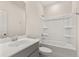Clean bathroom featuring a shower-tub combo with modern fixtures and ample vanity space at 105 Pen Shell St, Summerville, SC 29485