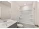 Bathroom featuring a modern vanity, mirror, toilet, and shower-tub combo at 105 Pen Shell St, Summerville, SC 29485