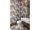 Elegant powder room with designer wallpaper, pedestal sink, and checkered floors at 1119 Simmons St, Mount Pleasant, SC 29464