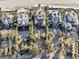 Birds eye view of beachfront homes featuring lush landscaping, private beach access, and pools at 112 Ocean Blvd, Isle of Palms, SC 29451