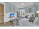 Cozy bedroom with twin beds, bright blue walls, and lots of natural light at 112 Ocean Blvd, Isle of Palms, SC 29451