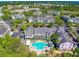 An inviting aerial view of the community shows lush landscaping and a sparkling blue pool at 130 River Landing Dr # 5108, Charleston, SC 29492