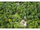 An aerial shot showcasing the residence nestled amidst dense, green foliage with winding driveway and ample privacy at 140 Old Plantation Ln, Moncks Corner, SC 29461