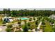 Aerial view of the community with a pool, barn, common areas and lush landscaping at 207 Denham St, Summerville, SC 29486