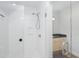 Bright glass-enclosed shower with subway tile and modern fixtures at 2932 Old Drake Dr, Seabrook Island, SC 29455