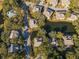 Aerial view of the neighborhood featuring a pond surrounded by lush trees at 796 Summerwind Cir, Edisto Beach, SC 29438