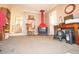 Office area featuring a wood-burning stove, neutral walls, and functional furnishings to help you stay organized at 8020 Nantuckett Ave, North Charleston, SC 29420