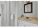 Bathroom featuring a vanity with sink, framed mirror and soft neutral tones at 1203 Meadow Park Ln # B, Mount Pleasant, SC 29464
