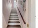 Staircase with wooden steps, painted risers, a handrail, and decorative plates on the wall at 204 Live Oak Dr, Mount Pleasant, SC 29464