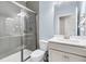 Modern bathroom features a glass shower, a toilet, and a single-sink vanity with updated fixtures at 205 Potters Pass Dr, Summerville, SC 29486