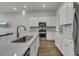 Modern kitchen with stainless steel appliances, white cabinets, and a stylish backsplash create a clean and functional space at 3066 Emma Ln, Mount Pleasant, SC 29466