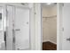 Bathroom featuring a glass-enclosed shower and open access to the closet at 619 Ravens Wood Rd, Summerville, SC 29486