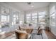 Sunlit breakfast nook with large windows, a stylish light fixture, and a modern dining set at 1464 Stratton Pl, Mount Pleasant, SC 29466