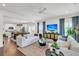 Bright, open-concept living space with modern furnishings and seamless flow to the kitchen and dining area at 1710 Sparkleberry Ln, Johns Island, SC 29455