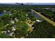 Stunning aerial view of luxury homes surrounded by lush greenery and a serene lake connecting to Wando River at 1784 Omni Blvd, Mount Pleasant, SC 29466