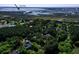 Expansive aerial view showcasing waterfront homes nestled among mature trees near Gray Bay at 1784 Omni Blvd, Mount Pleasant, SC 29466