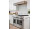 Gourmet kitchen showcasing stainless steel appliances, custom cabinetry, and a modern tile backsplash at 217 King George St, Daniel Island, SC 29492