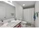Bathroom featuring a vanity with sink, toilet, and shower with curtain rod at 428 Avocet Dr, Summerville, SC 29486