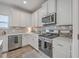 Well-equipped kitchen boasts modern appliances, ample counter space, sleek white cabinets, and stylish backsplash at 428 Avocet Dr, Summerville, SC 29486
