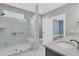 Bathroom featuring walk in glass shower with white tile and a shower seat at 455 Hidden Meadow Ln, Summerville, SC 29486