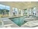 Indoor hot tub with jets and windows overlooking views of the residential neighborhood and palm trees at 455 Hidden Meadow Ln, Summerville, SC 29486