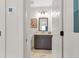 Modern bathroom with vanity, stylish mirror, and contemporary finishes at 1168 Reserve Ln, Awendaw, SC 29429