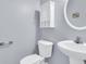 Cozy powder room features a white toilet, vanity, and medicine cabinet against a neutral wall at 250 Xavier St, Charleston, SC 29414