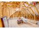 Unfinished attic space showing roof supports, insulation, and flooring at 3115 Cross Vine Ln, Summerville, SC 29483
