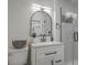 Stylish bathroom with modern vanity, sleek mirror, and glass-enclosed shower at 337 Cessna Ave, Charleston, SC 29407
