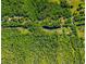 The aerial view captures a wooded lot with a private pond and adjacent homes along the street at 4304 River Rd, Johns Island, SC 29455