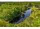 Beautiful aerial shot showcasing a tranquil pond surrounded by dense trees and greenery at 4304 River Rd, Johns Island, SC 29455