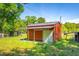 Red barn with metal roof and lean-to, offering versatile storage options at 4304 River Rd, Johns Island, SC 29455