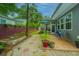 Spacious backyard with stone pathways, lush foliage and patio creates a peaceful retreat at 616 W 2Nd N St, Summerville, SC 29483